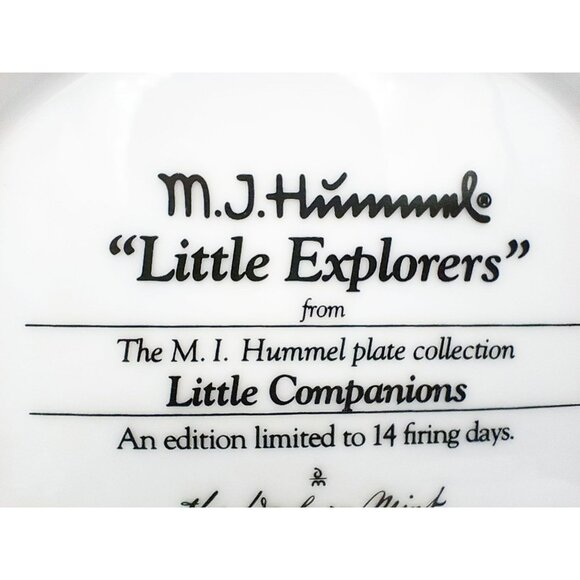 MJ Hummel Little Explorers Plate Little Companions Limited Edition 1989 8 Inch - Picture 6 of 10